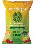 MINDRIGHT Superfood Vegan Nootropic Snack Family Sized Popped Chips - Gluten Free Non-Gmo Gut Healthy - Brain Food Healthy Snack To Help Enhance Mood, Energy & Focus (Chili Lime 4oz, 4 Pack)