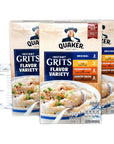 Variety Flavor Quaker Instant Grits 398 Oz Boxes of 10 Packs Each 30 Total Packets Bundled with a JFS Recipe Card