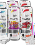 Celsius Energy Drink Functional Essential Sparkling Space Vibe Variety PackLimited edition Friendly Drink With straws  12 Fl Oz each Pack of 6 cans By Drinkolin