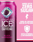 Sparkling Ice Caffeine Black Raspberry Sparkling Water with Antioxidants25mg and VitaminsE per can Zero Sugar 16 fl oz Cans Pack of 12