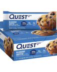 Quest Nutrition Blueberry Muffin Protein Bars, High Protein, Low Carb, Gluten Free, Keto Friendly, 12 Count