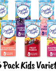 Crystal Light Kid Flavor Variety Pack Of 6  12 Quart Canisters  1 Each Of Lemonade Pink Lemonade Fruit Punch Concord Grape Strawberry Orange Banana Raspberry Lemonade Bundled with a stirring Spoon