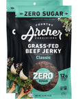 Zero Sugar Classic Beef Jerky by Country Archer 100 GrassFed Sugar Free Gluten Free Protein Snacks 53 Ounce 2 Pack