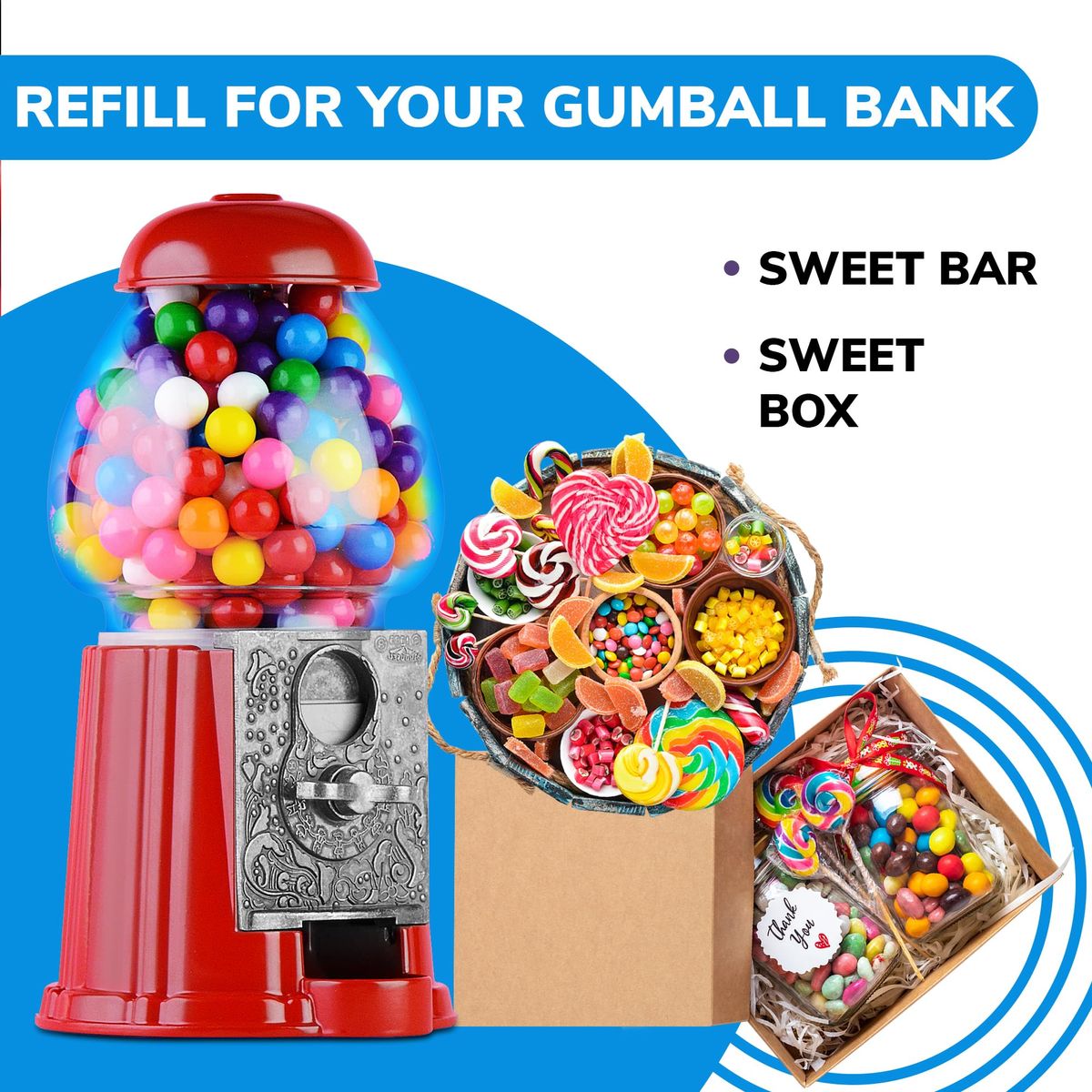 Mini Gumballs 05 inch 13mm  2 LB  Double Bubble Gumballs  Gum Balls for Gumball Machine Refill Bulk 520 pcs  Chewing Gum for Kids