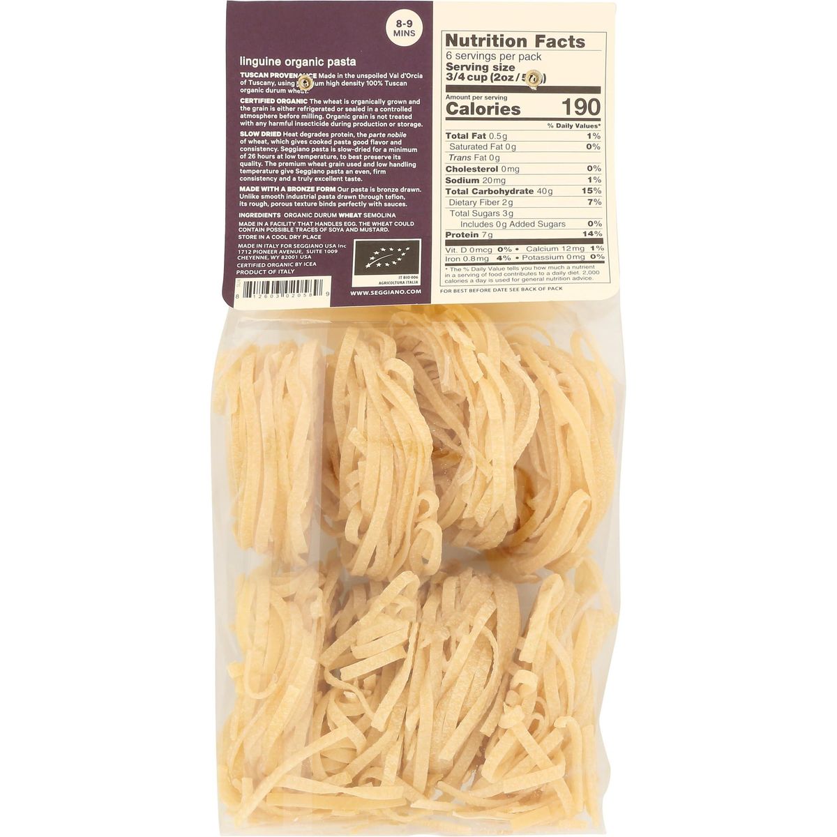 SEGGIANO Organic Linguine Pasta, 13.2 OZ