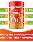 NATUREBYTES Prebiotic Fiber Gummies for Adults and Kids [15g Inulin Fiber from Chicory Root] for Digestive Health, Bloating, Constipation Relief ?Natural Flavoured Berry & Orange Gummy Supplement