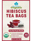 Organic Hibiscus Flowers Tea Bags  Sun Dried Edible Petals for Herbal Tea Drinks  Natural Purple Thai Roselle Herb 40 Tea Bags