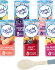 Crystal Light Kid Flavor Variety Pack Of 6  12 Quart Canisters  1 Each Of Lemonade Pink Lemonade Fruit Punch Concord Grape Strawberry Orange Banana Raspberry Lemonade Bundled with a stirring Spoon