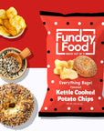 Funday Food Kettle Cooked Potato Chips Variety Pack - Everything Bagel and Glazed Donut Flavored - 4 Pack - 5 Ounce Bags - Gluten Free