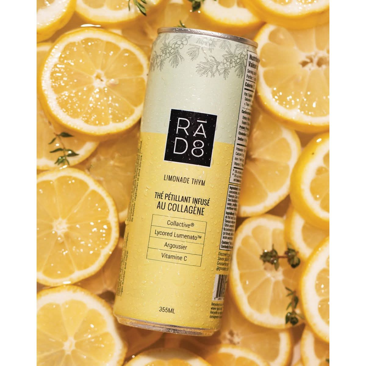 R D8 Sparkling Collagen Peptide Drink Lumenato Sea Buckthorn Extract Natural Sustainable Lemonade Thyme 12 Pack 12 fl ozcan