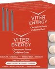 Viter Energy Caffeinated Gum 60mg Caffeine, B Vitamins, Guarana, Sugar Free. (Cinnamon, 12pcs, 6 Pack)