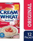 Cream of Wheat Original Instant Hot Cereal Packets 12 oz Box Pack of 3 with By The Cup Cereal Bowl