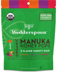 Wedderspoon Organic Manuka Honey Vitamin C Lollipops Variety Pack 24 Count  No Artificial Flavors or Dye