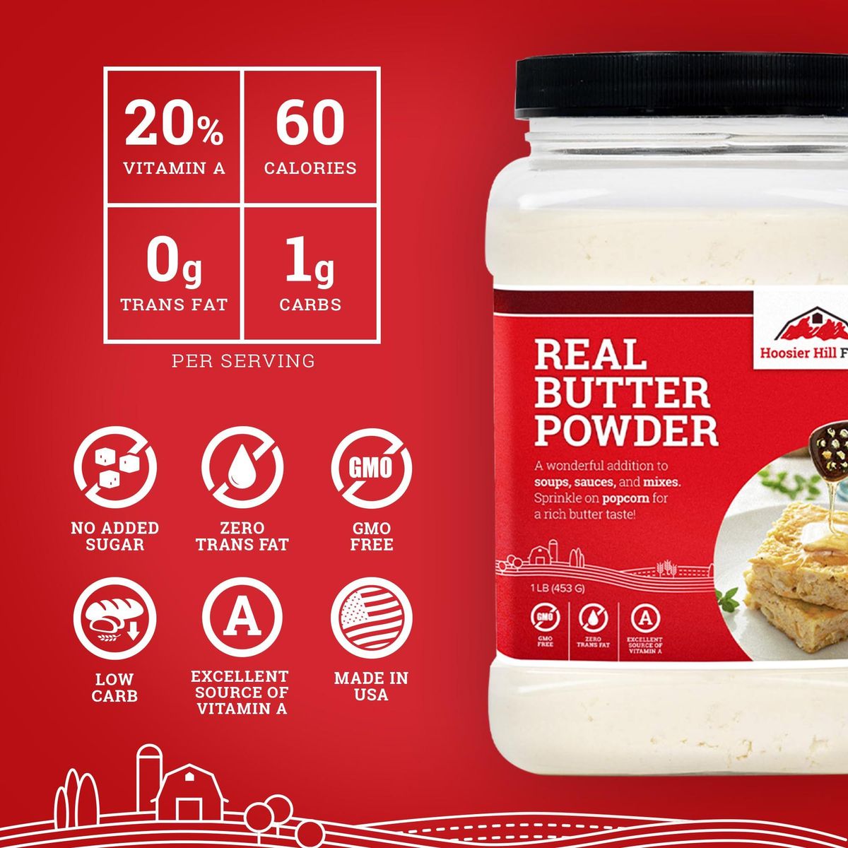 Hoosier Hill Farm Real Butter powder, 2 lb