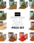 NOMU 24-Piece Starter Variety Set of Spices, Herbs, Chilis, Salts and Seasoning Blends Kit | 24.1 Oz | Non-irradiated, No MSG or Preservatives