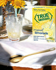 True Lemon Lemonade Stick Pack 106 oz True Lemon Packets with Moofin Golden SS Spoon Convenient Single Serve Refreshing Lemon Flavor Pure Lemonade Mix Ideal for Beach Park Home Pack of 2