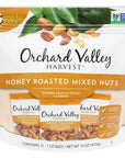 Orchard Valley Harvest Honey Roasted Mixed Nuts, 1 Ounce Bags (Pack of 15), Almonds, Peanuts, Pecans, and Cashews, Gluten Free, Non-GMO, No Artificial Ingredients