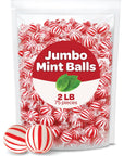 Jumbo Mint Balls Peppermint Hard Candy  Bulk 2 Pounds About 75 Count  Individually Wrapped