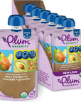 Plum Organics Stage 2 Organic Baby Food - Pear, Blueberry, Avocado, and Granola - 3.5 oz Pouch (Pack of 6) - Organic Fruit and Vegetable Baby Food Pouch