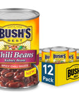 BUSHS BEST 16 oz Canned Spicy Dark Red Chili Beans Source of Plant Based Protein and Fiber Pack of 12