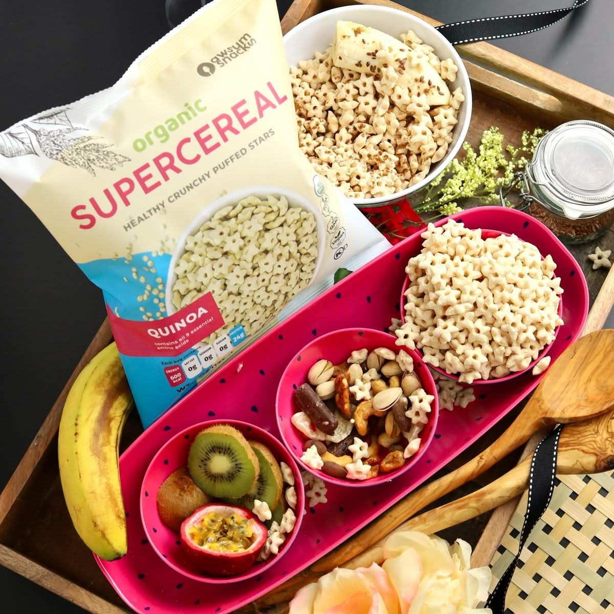 Awsum Snacks SUPERCEREAL 6oz Pack of 4  Quinoa puffs 1oz Pack of 10 Certified USDA Organic Vegan Gluten Free NonGMO Kosher  Grain Dairy Free Cereals  Healthy Snack  Cereal Puffed Quinoa