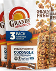 Grandy Organics Peanut Butter Coconola Granola Certified Organic Gluten Free Grain Free Peanut Butter Granola 9oz Each Pack of 3