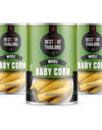 Best Of Thailand Canned Baby Corn Whole Spears  Bulk 3 Pack of 15 oz  Nutritious and Tender Baby Corn Snack  GlutenFree Low Calories and 0 Trans Fat  OU Kosher