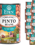 Eden Organic Pinto Beans 15 oz Can 12Pack No Salt Added NonGMO Gluten Free Vegan Kosher US Grown Heat and Serve Macrobiotic Frijol Pinto