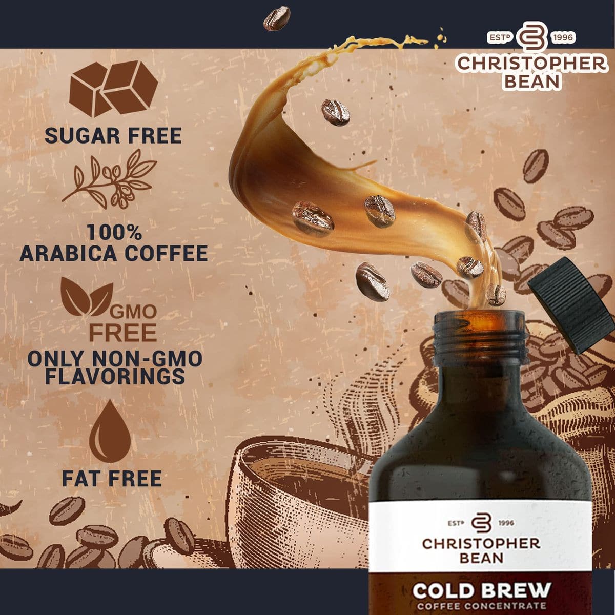 Decaf Colombian Coffee Concentrate Unsweetened Cold Brew  Iced Coffee Distillate Liquid Java Hand Crafted Concentrated 100 Arabica Pure Coffee Bean Extract 8Ounce Bottle 40 Servings