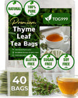 TOG999 40 Thyme Leaf Tea Bags 100 Natural  Pure Thyme Leaves Loose Leaf Thyme Herbal Tea Thyme Leaf Tea No Sugar No Caffeine No Gluten Vegan