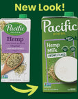 Pacific Foods Hemp Original Unsweetened PlantBased Milk Keto Friendly 32 Fl Oz Pack of 12