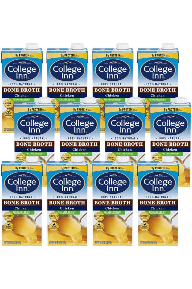 Del Monte College Inn 100% Natural Reduced Sodium Chicken Bone Broth Carton, 32 Oz (Pack of 12)