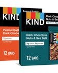 KIND Bars, Variety Pack, Dark Chocolate Nuts & Sea Salt, Peanut Butter Dark Chocolate, Healthy Snacks, Gluten Free, 24 Count