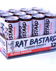 RAT BASTARD Energy Drink  SugarFree Caffeinated Beverage Natural Caffeine to Boost Energy and Focus Blood Orange Flavor 12 fl oz Can Case of 12