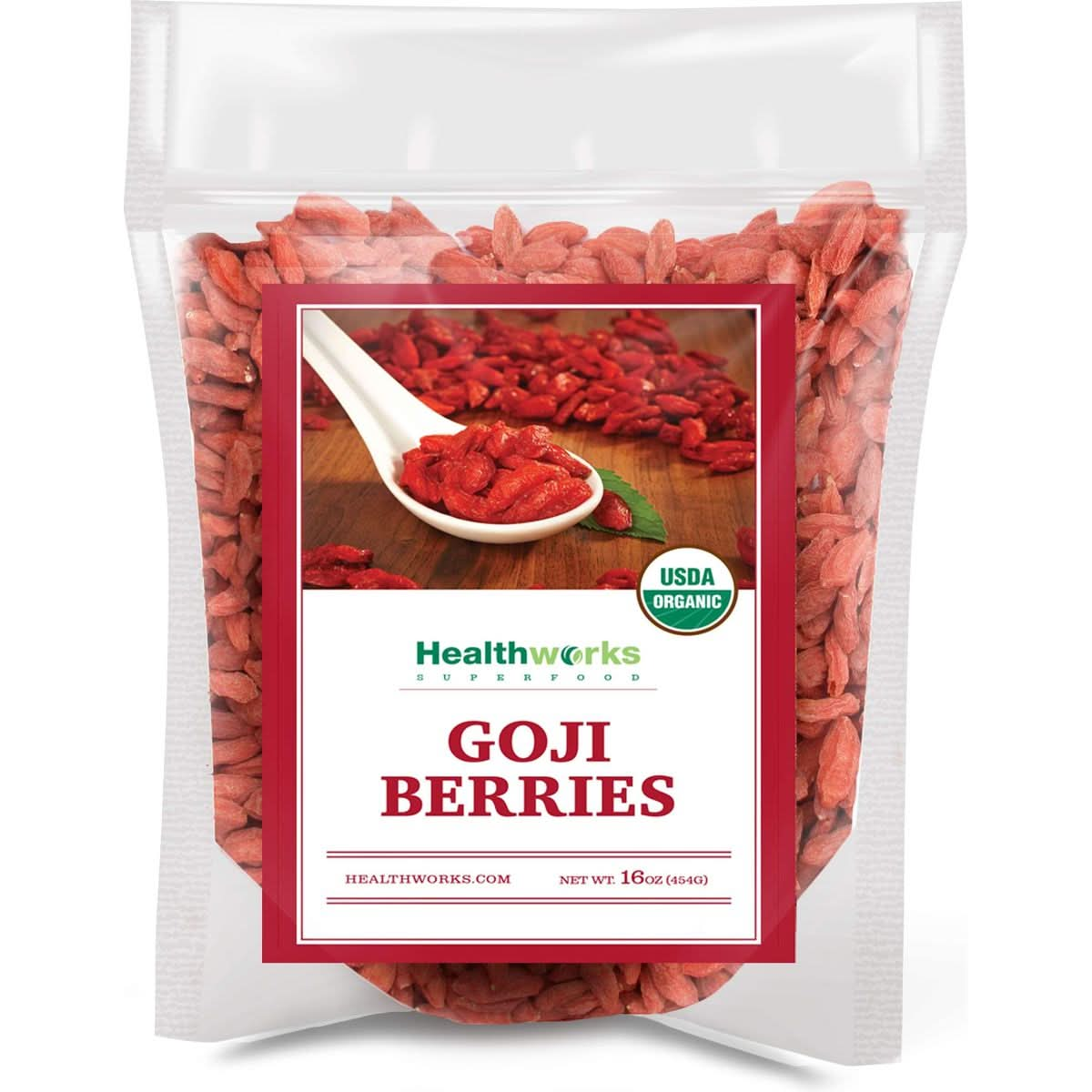 Healthworks Raw Goji Berries 16 Ounces  1 Pound  Certified Organic  SunDried  Keto Vegan  NonGMO  Baking Teas  Smoothies  Antioxidant Superfood