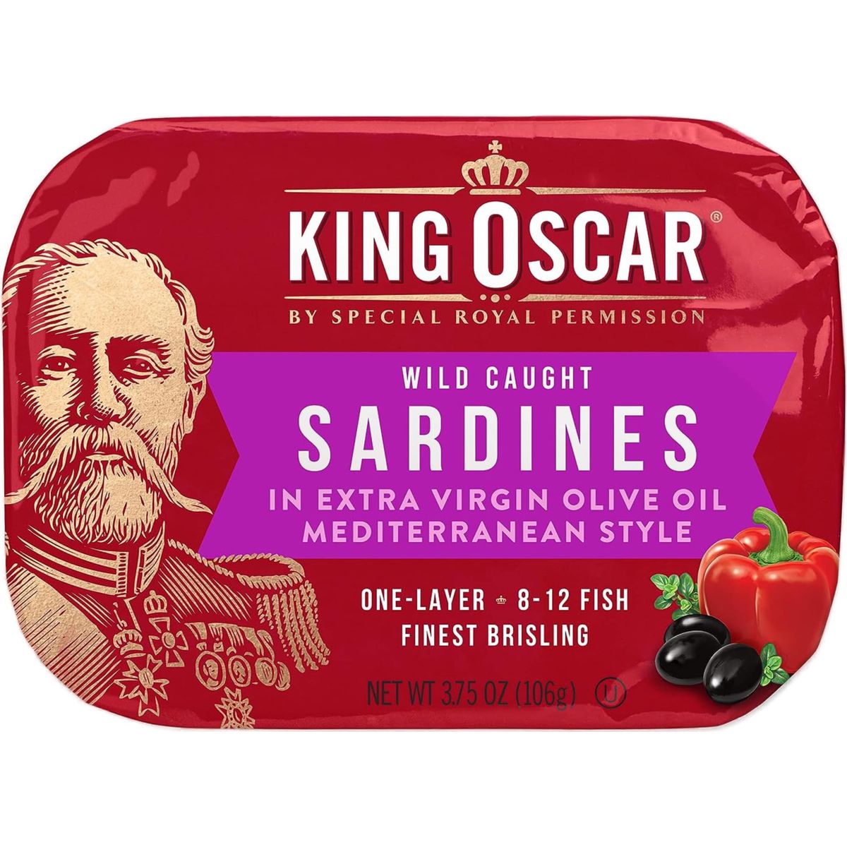 King Oscar Wild Caught Sardines in Extra Virgin Olive Oil Mediterranean Style 375 oz Pack of 6 with By The Cup Toothpicks