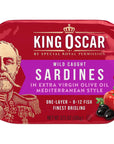 King Oscar Wild Caught Sardines in Extra Virgin Olive Oil Mediterranean Style 375 oz Pack of 6 with By The Cup Toothpicks