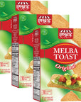 Melba Toast Flatbread Crackers  Original  Natural Thin and Crispy Toast Crackers  Classic Wheat Mini Toasts  Tostadas Melba  7 Oz Pack of 3