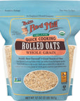 Bobs Red Mill Organic Quick Cooking Rolled Oats 32 Ounce Pack of 4