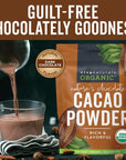 Viva Naturals Organic Cacao Powder, 1lb - Unsweetened Cacao Powder With Rich Dark Chocolate Flavor, Perfect for Baking & Smoothies, Non-GMO, Certified Vegan & Gluten-Free, 454 g