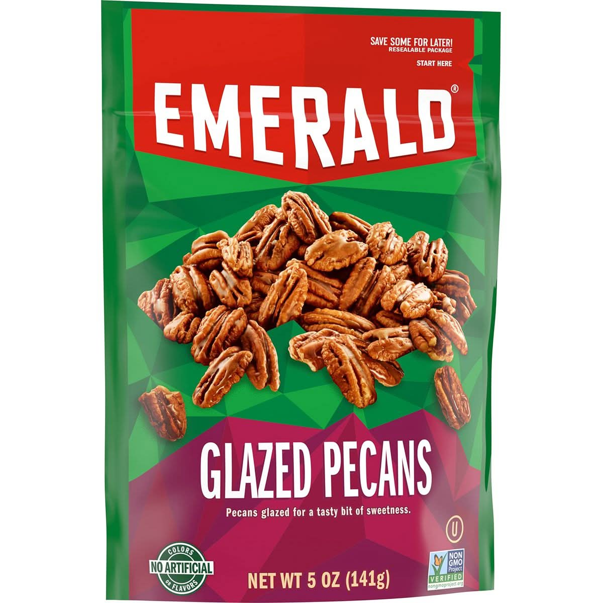 Emerald Nuts Kettle Glazed Pecans 1Pack 5oz Resealable Bag Kosher Dairy Certified NonGMO Contains No Artificial Preservatives Flavors or Synthetic Colors