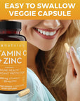 Viva Naturals Vitamin C and Zinc Supplement (250 Capsules) - 1000 mg Vitamin C with Zinc 20 mg Antioxidant Supplements for Immune Support, Plant Based Zinc and Vitamin C Supplement for Adults