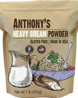 Anthony's Heavy Cream Powder, 1 lb, Batch Tested Gluten Free, No Fillers or Preservatives, Keto Friendly, Product of USA