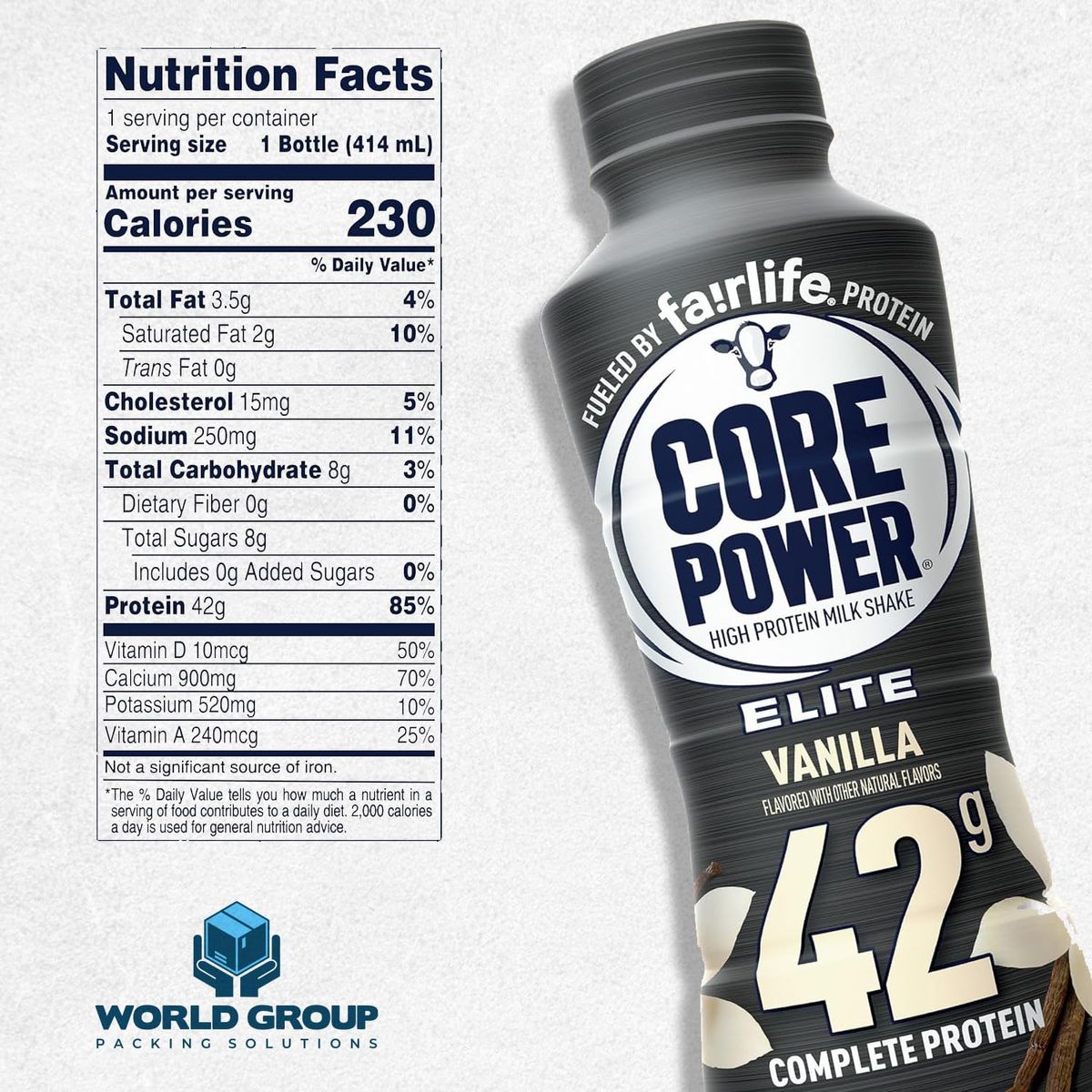 Fairlife Core Power Elite Vanilla 8 Pack High Protein Milk Shakes 42g  14 Fl Oz  Ready to Drink for Workout Recovery  In World Group Packing Solutions 8 Count