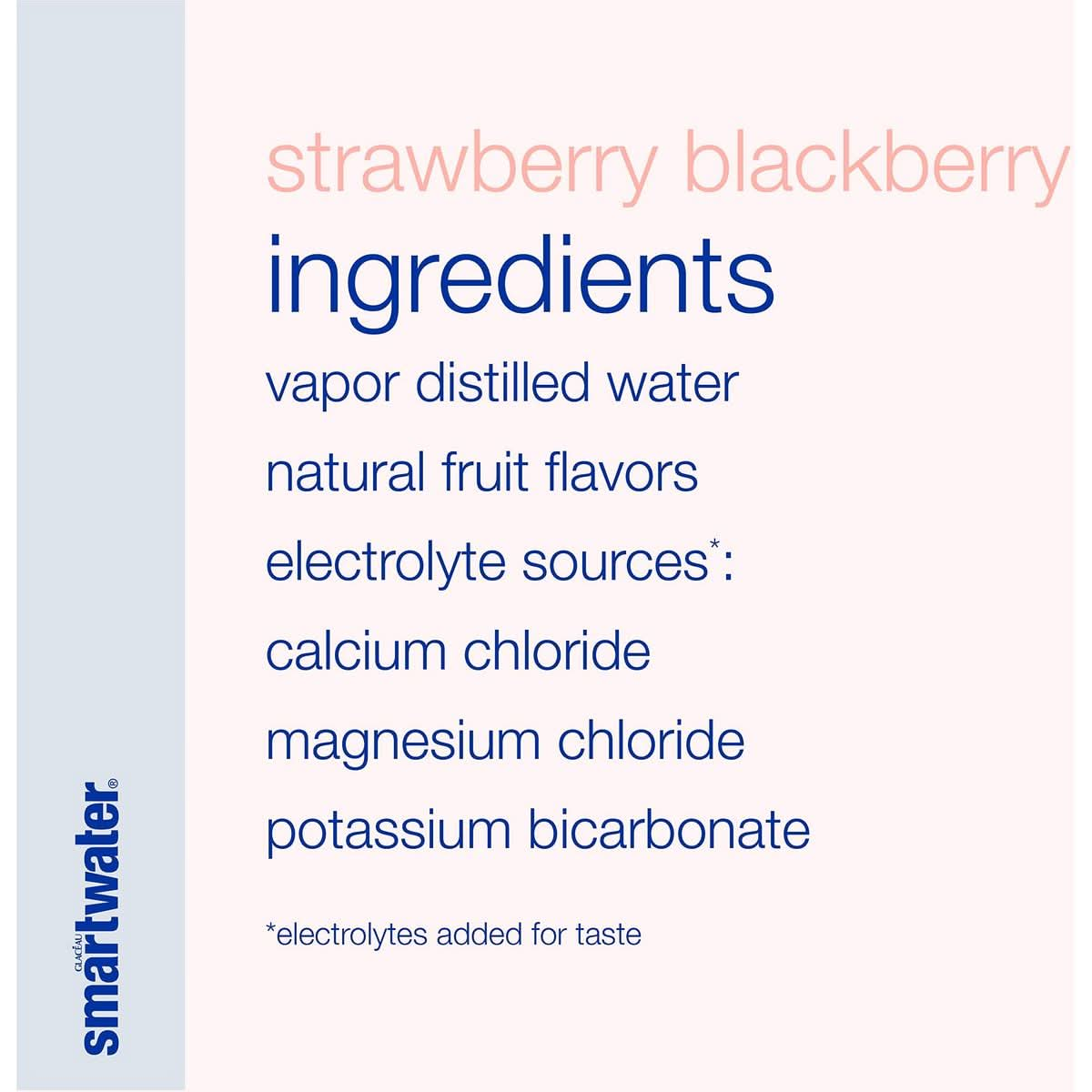 smartwater Strawberry Blackberry Water Unsweetened Infused With Natural Fruit Flavors 237 Fl Oz