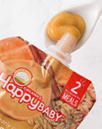 Happy Baby Organics Stage 2 Baby Food Pouches, Gluten Free, Vegan & Healthy Snack, Clearly Crafted Fruit & Veggie Puree, Apples, Sweet Potatoes & Granola, 4 Ounces (Pack of 16)