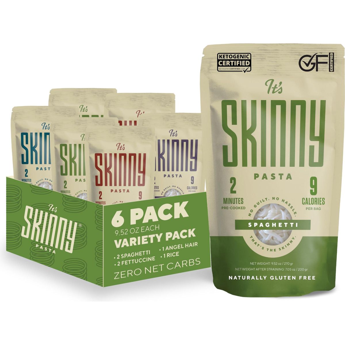 It’s Skinny Variety Pack - Healthy, Low-Carb, Low Calorie Konjac Pasta - Fully Cooked and Ready to Eat - Keto, Gluten Free, Vegan, and Paleo-Friendly (6-Pack)