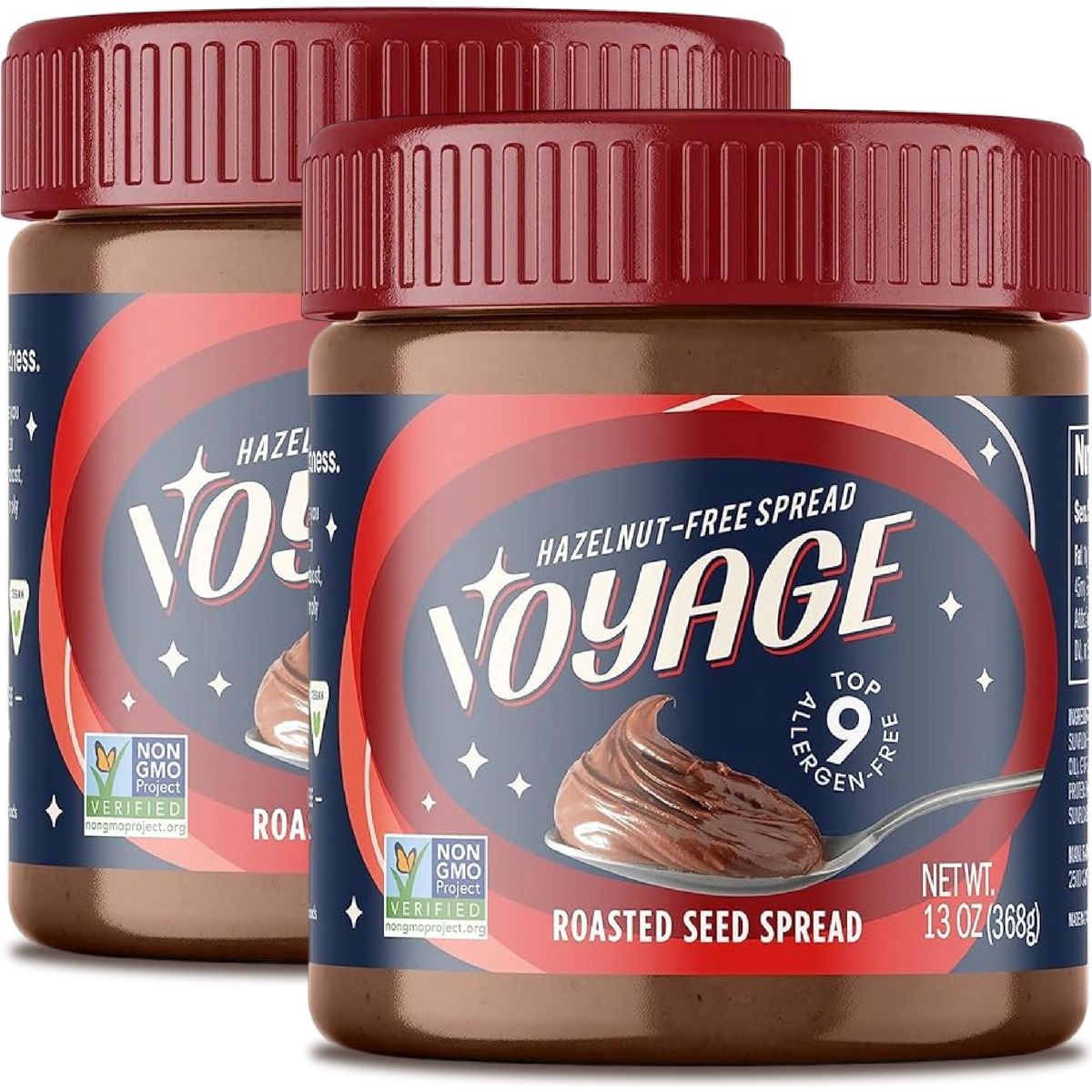 VOYAGE FOODS Hazelnut Free Spread  Safe for Schools NonGMO Gluten Free Vegan  13oz jar Pack of 2