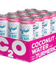 C2O The Original Coconut Water wNutrients  Electrolytes Rejuvenating PlantBased Hydration Ginger Lime and Turmeric 175oz cans 12Pack