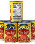 Lucks Pinto Beans with Onions 615 ounce cans full of Plant Protein bundled with JFS Recipe Card